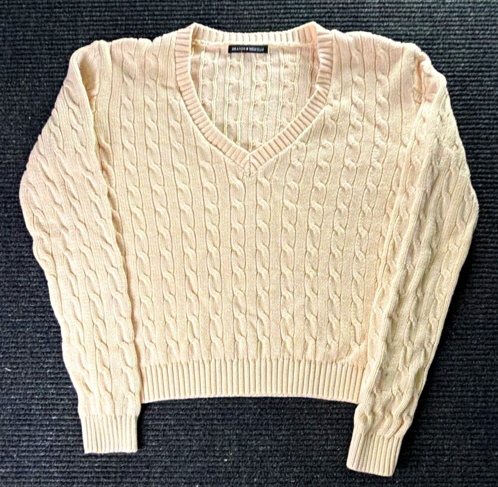 Brandy Melville Women’s One Size Light Pink Cotton Knit V-Neck Sweater Soft Girl